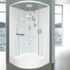 Deluxe double sliding door corner round shower cubicle