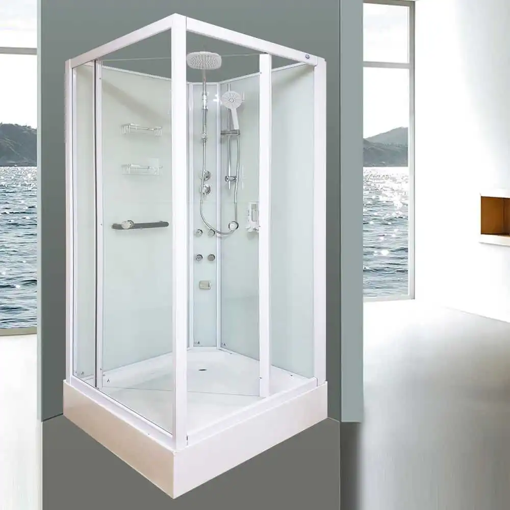 Deluxe single door square shower cubicle