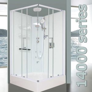 14000 aqua series luxury deluxe shower cubicle with hydrotherapy jets.