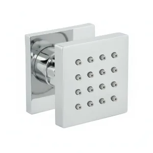 Stainless steel shower body jet front view with chrome finish