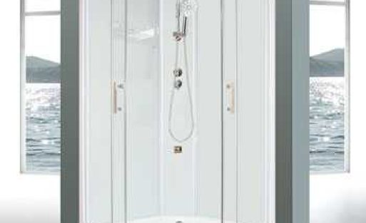 Double sliding door corner round shower cubicle