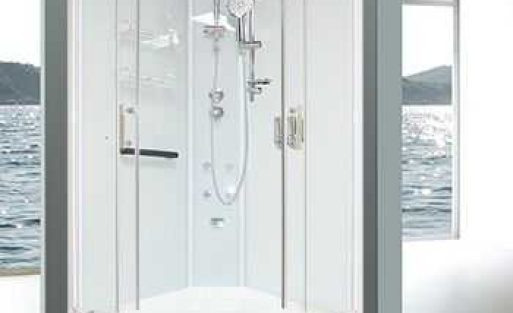 Deluxe double sliding door corner round shower cubicle